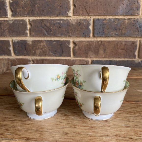 4 VTG 1933 Morimura Noritake Japan Embassy  Multicolor Floral Round Tea Cups - Picture 5 of 8